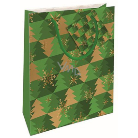 Nekupto Geschenkpapier Tasche 14 x 11 x 6,5 cm Weihnachtsbäume grün