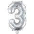 Ditipo Aufblasbarer Folienballon Nummer 3 silber 35 cm 1 Stück