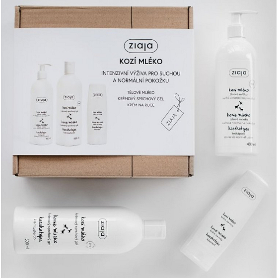Ziaja Ziegenmilch cremiges Duschgel 500 ml + Körpermilch 400 ml + Hand- und Nagelcreme 80 ml, Kosmetikset