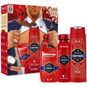 Old Spice Captain 3in1 Duschgel für Gesicht, Körper und Haare 250 ml + Antitranspirant Deo-Stick 50 ml + Deo-Spray 150 ml + Domino, Kosmetikset für Männer