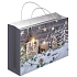 Geschenkpapiertüte 23 x 18 x 10 cm mit Glitzer, Holzkerze, weihnachtlich
