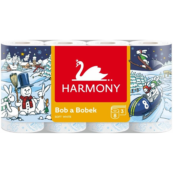 Harmony Winter 3-lagiges Toilettenpapier, Rolle 17,5 m, 8 Rollen