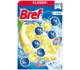 Bref Power Aktiv 4 Formel Zitrone WC-Block für hygienische Sauberkeit und Frische Ihrer Toilette, färbt Wasser, Mega-Pack 3 x 50 g