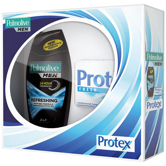 Palmolive Men Protex Frische feste Seife 90 g + Erfrischendes Duschgel 250 ml, Desinfektionskosmetikset
