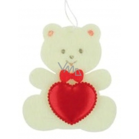 Filz Teddybär mit beigem Herz zum Aufhängen 6,5 cm