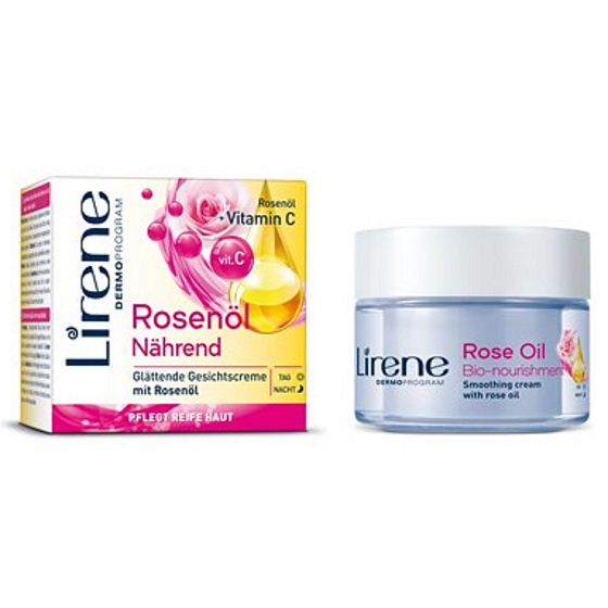 Lirene Ätherische Öle Rose Rose Öl glättet Tag- und Nachtcreme für alle Hauttypen 50 ml