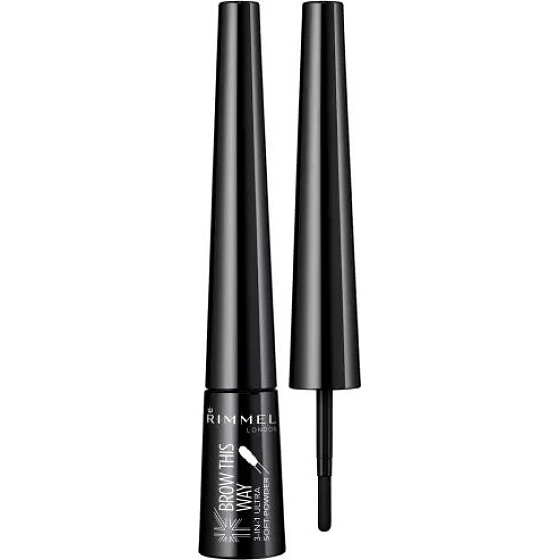 Rimmel London Brow This Way 3-in-1-Weichpulver Augenbrauenpuder 004 Weichschwarz 2,5 g