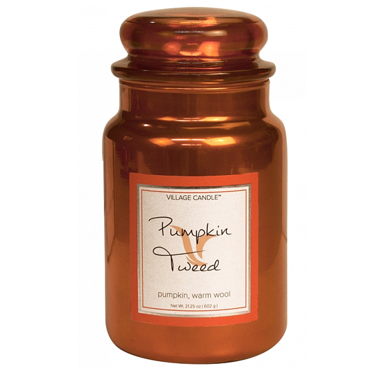 Village Candle Pumpkin Tweed Duftkerze im Glas 2 Dochte 602 g