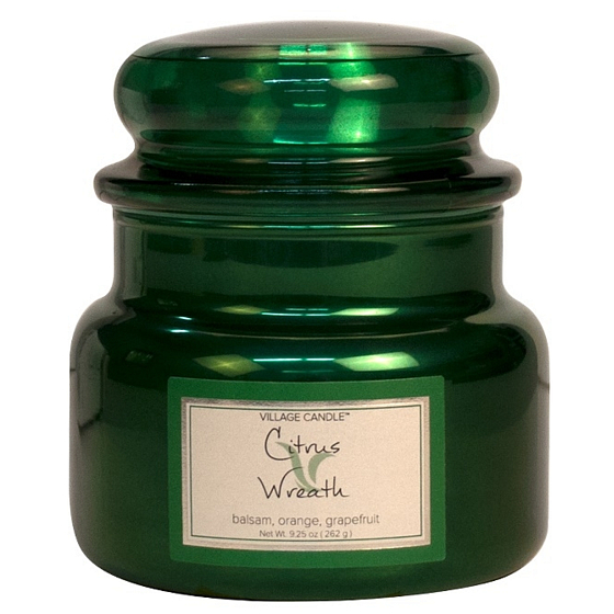 Village Candle Citrus Wreath - Duftkerze mit Zitruskranz im Glas 2 Dochte 262 g
