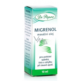 DR. Popov Migrenol Massageöl gegen Schlaf, Stirn und Nacken bei Müdigkeit, Migräne, Übelkeit 10 ml