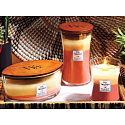 WoodWick Trilogy Tropical Sunrise - Tropische Sonnenaufgang-Duftkerze mit breitem Holzdocht und Bootsdeckel 453 g