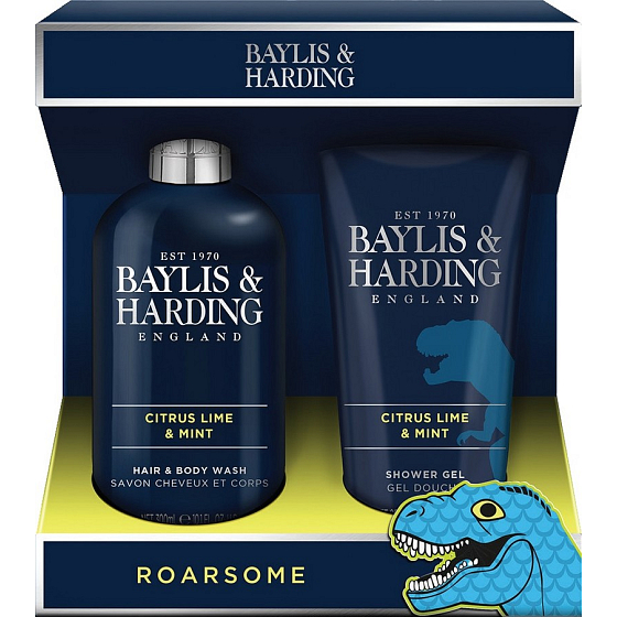 Baylis & Harding Men Citrus, Lime and Mint Reinigungsgel für Körper und Haar 300 ml + Duschgel 200 ml, Kosmetikset
