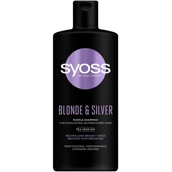 Syoss Blonde & Silver Shampoo für gesträhntes, blondes und graues Haar 440 ml