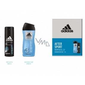Adidas After Sport Deospray für Herren 150 ml + 3 in 1 Duschgel für Körper, Haare und Gesicht 250 ml, Kosmetikset