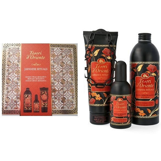 Tesori d Oriente Japanese Rituals Eau de Parfum 100 ml + Duschgel 250 ml + Badecreme 500 ml + Dose, Geschenkset für Frauen