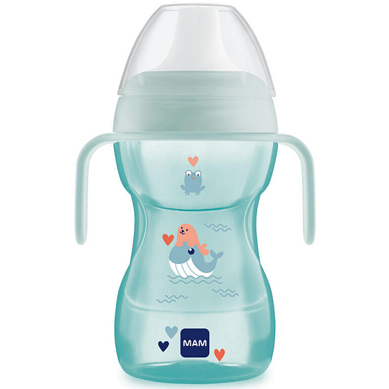 Mam Fun to Drink Cup Becher für den Übergang zum klassischen Becher 8+ Monate Blau 270 ml
