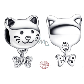 Charme Sterling Silber 925 Katze und Schleife, Perle auf Armband pet Charme Sterling Silber 925 Katze und Schleife, Perle auf Armband pet