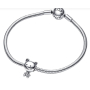 Charme Sterling Silber 925 Katze und Schleife, Perle auf Armband pet