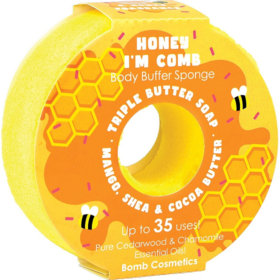 Bomb Cosmetics Honey I'm Comb Donut natürlicher Dusch-Massage-Badeschwamm mit Duft 165 g