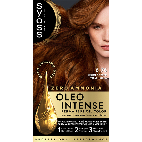 Syoss Oleo Intense langanhaltende ölbasiertes Haarfärbemittel, Warmes Kupfer 6-76, 50 ml