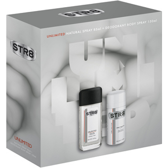 Str8 Unbegrenzt parfümiertes Deodorantglas für Männer 85 ml + Deodorantspray 150 ml, Kosmetikset