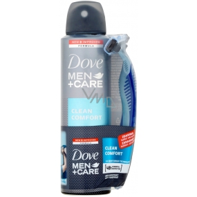 Dove Men + Care Clean Comfort Antitranspirant Deodorant Spray 150 ml + Rasiermesser mit 3 Klingen, Duopack