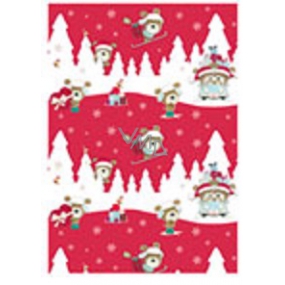 Ditipo Geschenkpapier 70 x 200 cm Weihnachtsstücke, rote und weiße Teddybären