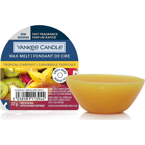 Yankee Candle Tropical Starfruit - Tropische Karambole duftenden Wachs für aromalampy 22 g