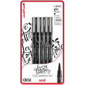 Uni Pin Love Lettering Kalligraphie Zeichenstift Set mit Spezialtusche 0,9/Pinsel/CS1/CS2/CS3 Schwarz 5 Stück