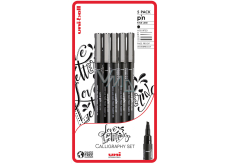 Uni Pin Love Lettering Kalligraphie Zeichenstift Set mit Spezialtusche 0,9/Pinsel/CS1/CS2/CS3 Schwarz 5 Stück