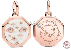 Charms Sterling Silber 925 Funkelnde Augen - Mini Medaillon, Armband Anhänger Symbol