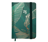 Albi Tagebuch 2025 Mini Grün und Gold Blätter 11 x 7,5 x 1 cm