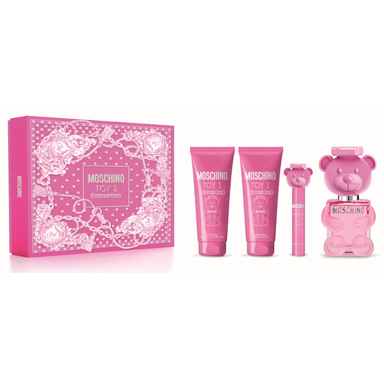Moschino Toy 2 Bubble Gum Eau de Toilette 100 ml + Körpercreme 100 ml + Duschgel 100 ml + Reisespray 10 ml, Geschenkset für Frauen