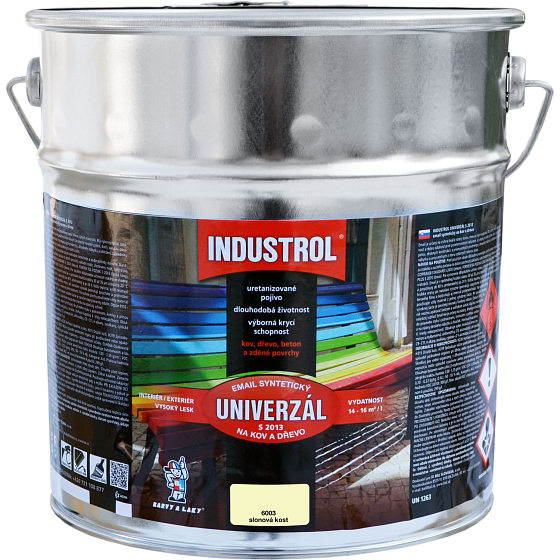 Industrol S2013 Universal glänzende Oberflächenfarbe für Metall und Holz, 6003 Elfenbein, 9 l