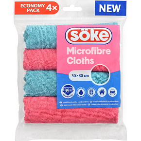 Spontex Söke Mikrofibre Cloths Mehrzwecktücher aus Mikrofaser 30 × 30 cm, 4 Stück