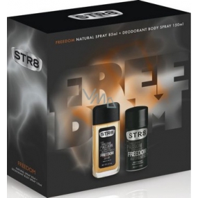 Str8 Freedom parfümiertes Deodorantglas für Männer 85 ml + Deodorant Spray 150 ml, Kosmetikset