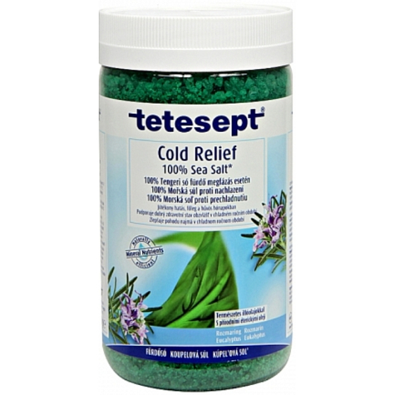 Tetesept Cold Eucalyptus + Rosmarin, 100% Meersalz für die Durchblutung des Körpers 900 g Cold Relief
