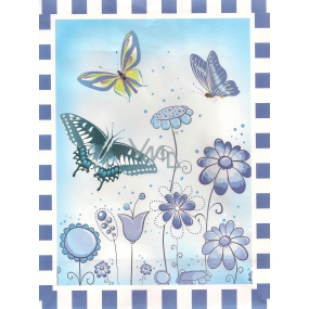 Nekupto Geschenk Kraftbeutel 24 x 18 x 8 cm Blaue Blumen, Schmetterlinge