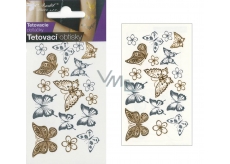 Tattoo Aufkleber Gold und Silber Schmetterlinge 10,5 x 6 cm