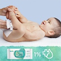 Pampers Pure Aqua Feuchttücher aus Bio-Baumwolle, alkoholfrei und parfümfrei für Kinder, 48 Stück