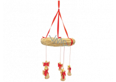Strohvorhang mit Putten mit roter Schleife 26 cm