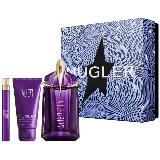 Thierry Mugler Alien Eau de Parfum 60 ml + Eau de Parfum 10 ml Miniatur + Bodylotion 50 ml, Geschenkset für Frauen