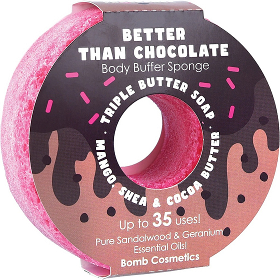 Bomb Cosmetics Besser als Schokolade Donut natürliche Dusche Massage Bad Schwamm mit Duft 165 g
