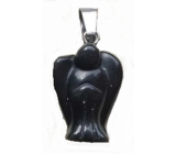 Obsidian schwarz Engel Schutzengel Anhänger Naturstein 2 - 2,2 cm, Rettungsstein