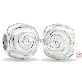 Charm Sterlingsilber 925 Weiße Rose in Blüte, Perle für Armband Natur