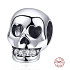 Charm Sterlingsilber 925 Schädel mit Zirkonzähnen, Perle für Armband Halloween