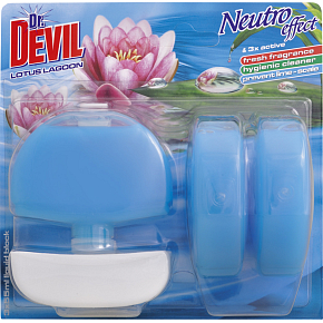 Dr. Devil 3in1 Lotus Lagoon flüssiger WC-Block, Halterung + Nachfüllung 3× 55 ml