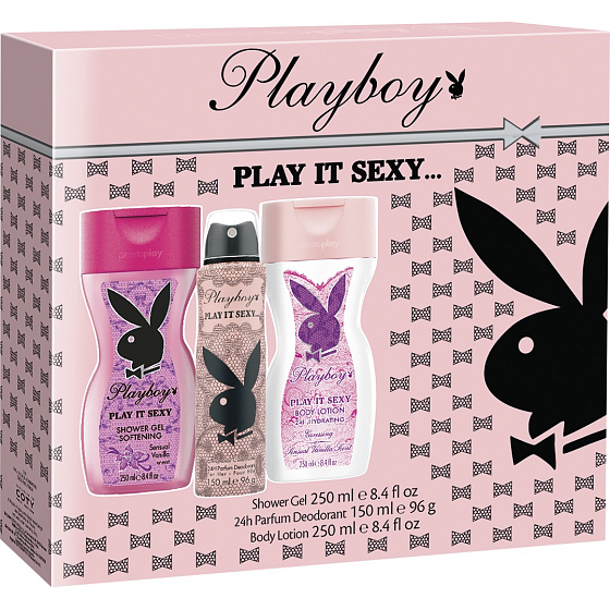 Playboy Play It Sexy Deo-Spray für Frauen 150 ml + Körperlotion 250 ml + Duschgel 250 ml, Kosmetikset
