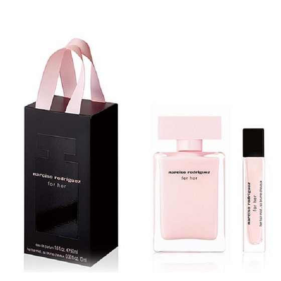 Narciso Rodriguez for Her Eau de Parfum, Parfümiertes Wasser für Frauen 50 ml + Haarnebel 10 ml, Geschenkset
