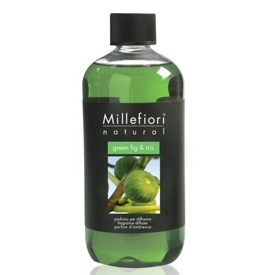 Millefiori Milano Natural Green Fig & Iris - Grüne Feige und Iris Diffusor Nachfüllung für Weihrauchstiele 250 ml